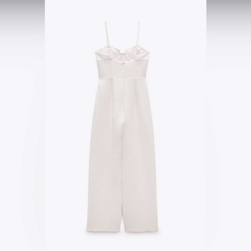 ZARA WIDE LEG PALAZZO CORSETRY INSPIRED JUMPSUIT CORSET LIKE  WHITE XS - Picture 4 of 5